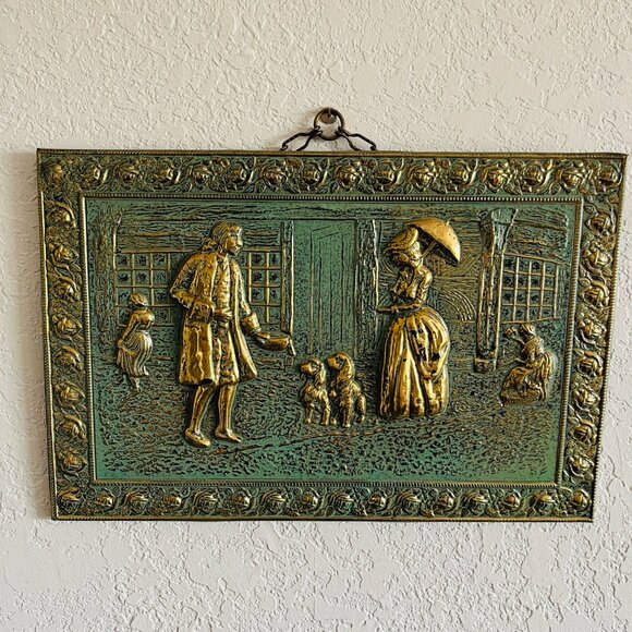 Vintage Art Repurposed Coal Box Brass Gallery Wall 15x10 Cottagecore Colonial -2 - Picture 8 of 10